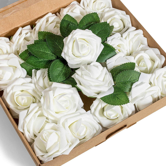 Artificial Flowers Ivory Roses - 50PK - BeautifulLife Store